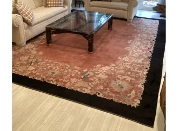 Authentic Oriental Burgundy Rug With Black Boarder