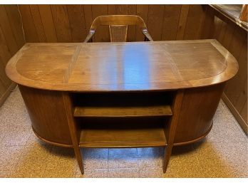 Mid Century Vanleigh Writing Desk With Book Shelf, Chair Included