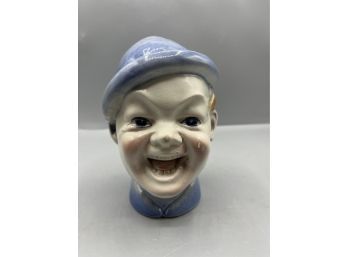 Vintage Garnier Decanter-garnier Enghien French Pottery Laughing Man Figurine Collectible
