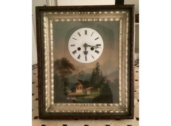 19 Century Enamel & Hand Painted Hanging Wall Clock