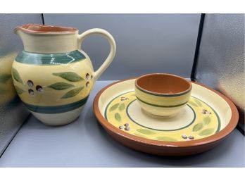 Crate And Barrel Platter And Pitcher - 3 Piece Set