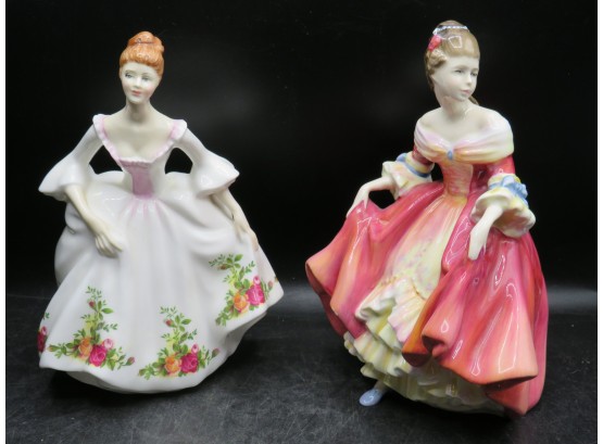 Royal Doulton 'country Rose' & 'southern Belle' Bone China Figurines - Lot Of 2