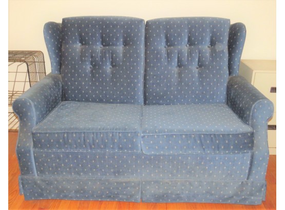 Castro Convertibles Blue Fabric Loveseat Convertible Sofa-bed
