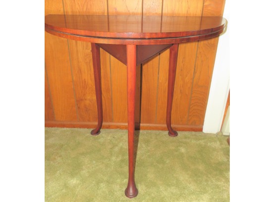 Paine Furniture Co. Half Circle Wood Table With Drop Leaf 3 Leg