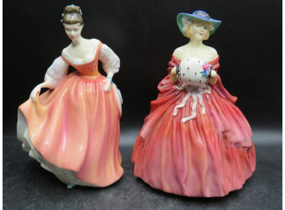 Royal Doulton 'genevieve' & 'fair Lady' Bone China Figurines - Lot Of 2