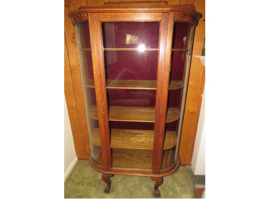 Vintage Curio Cabinet With Claw Foot/ 5 Shelves/1 Door