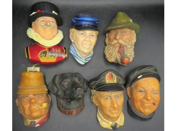 Bossons Chalkware Heads - Lot Of 7