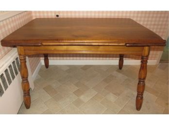 Vintage Wood Table With Under Storage Leaves