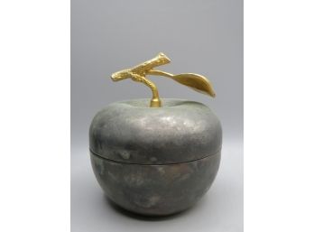 Metal Apple Covered Bowl With Gold-tone Leaf