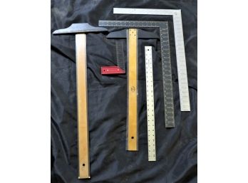 T-squares, Carpenter Square, Rulers - Assorted Lot Of 6