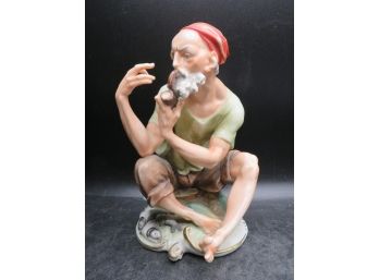Vintage Lipper & Mann Porcelain Fisherman With Pipe Figurine