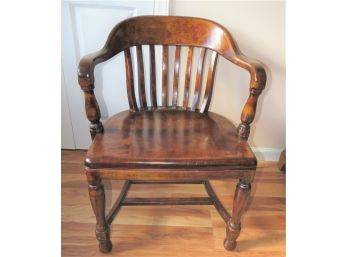 Vtg Sikes Co. Wood Queens County Court House Office Bankers Chair Early 1900's