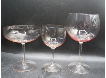 Gistal Glas Western Germany Pint Tinted Glassware - 8 Champagne/8 Goblets/8 Clarets - 24 Total Glasses