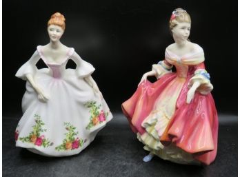 Royal Doulton 'country Rose' & 'southern Belle' Bone China Figurines - Lot Of 2