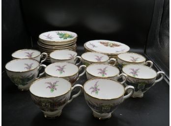 Royal Stafford Bone China Tartan Series Plates, Cups And Saucers - 32 Pieces