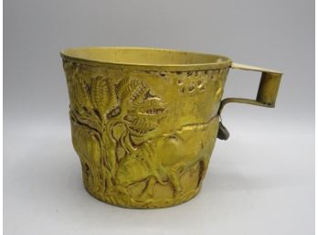 Hand Made Vintage Greek Repousse Herding Of The Bulls Handmade Brass Cup