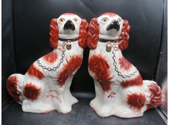 Staffordshire Ware Kent Russet Cavalier Spaniel Dogs - Set Of 2