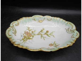 Gold Scallop Edges Floral Dish - Made In France