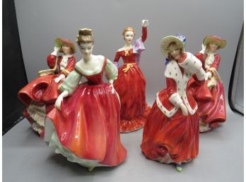 Royal Doulton Bone China Figurines: Christmas Morn, Top O' The Hill, Fond Farewell, Fair Lady - Lot Of 5