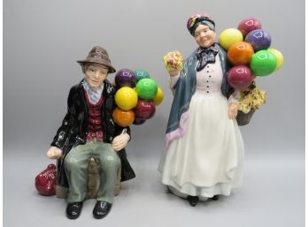 Royal Doulton Biddy Penny Farthing & The Balloon Man Bone China Figurine - Lot Of 2