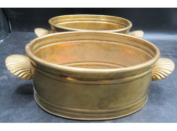 Solid Brass Shell Handled Bowls - Set Of 2