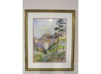 Watercolor Mountain Scape Framed