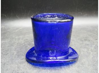 Cobalt Blue Glass Top Hat Toothpick Holder  - Vintage