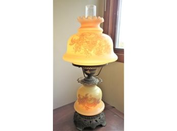 Floral Glass Hurricane Table Lamp