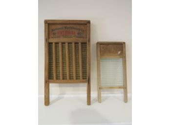 Vintage National No 801 ~  The Brass King Top Notch Washboards - Lot Of 2
