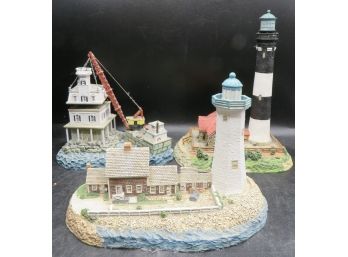 Harbour Lights: Long Beach Bar, Fire Island, Scituate - Lot Of 3 Lighthouses Figurines In Original Boxes