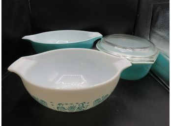 Vintage Pyrex Baking Dishes Amish Butterprint - Snowflake ~ Lot Of 3