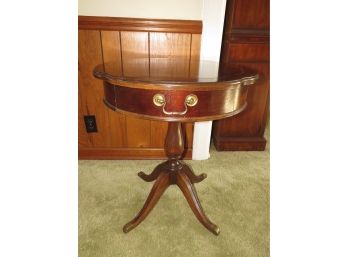Lane Furniture Drum Pedestal Accent Table With One Drawer Brass Drawer Pull