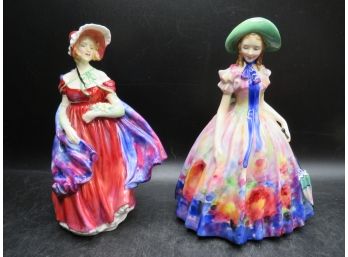Royal Doulton 'easter Day' & 'lady April' Bone China Figurines - Lot Of 2