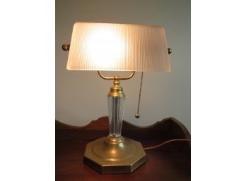 Brass & Glass Shade, Pull Cord Desk Lamp