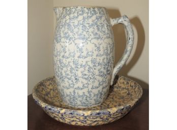 Robinson Ransbottom Pottery Ceramic Wash Bowl & Non-branded Pitcher - Lot Of 2