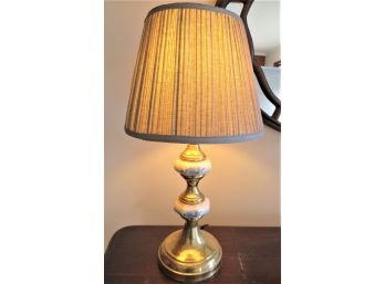 Brass & Ceramic Table Lamp With Shade