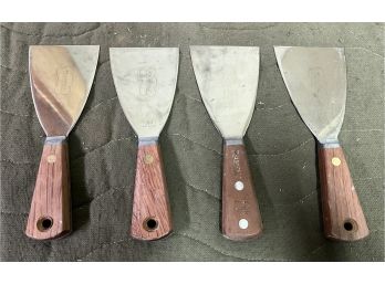 Russell Steel 3 INCH Stiff Scrapers With Wooden Handles - 5 Total