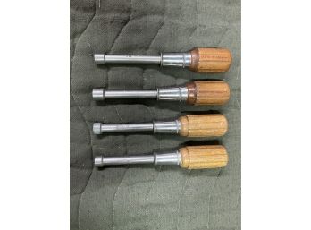 Wooden Handle Nut Driver Set - 4 Total