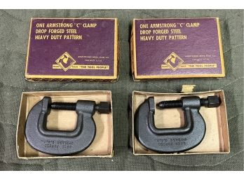 Armstrong 1 1/4 INCH Drop Forged Steel Heavy Duty Pattern C-clamps - 2 Total - NEW