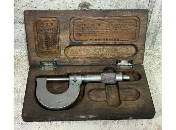 Vintage Micrometer Calipers With Wooden Case