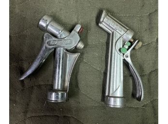 Vintage Level-lock / Aqau Gun Metal Garden Hose Attachments - 2 Total