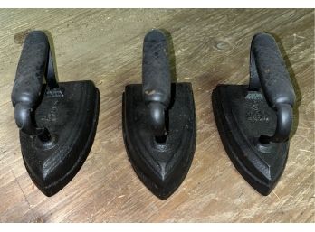 Antique Cast Iron Clothing Irons - 3 Total