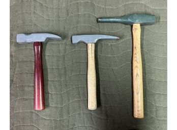 Wooden Handle Cross Peen Hammers - 3 Total