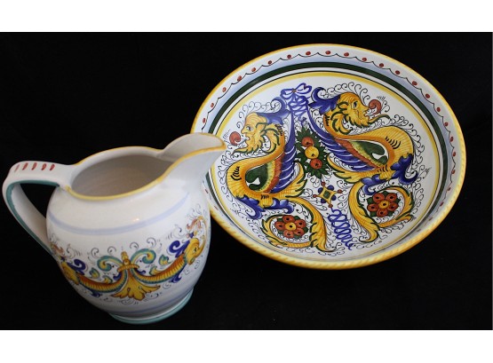 Deruta Ceramics Creamer & Bowl Made In Italy (200)