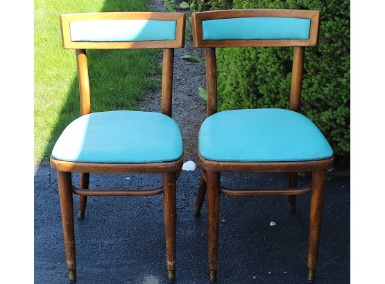 Two Blue Cushioned Chairs (B28)