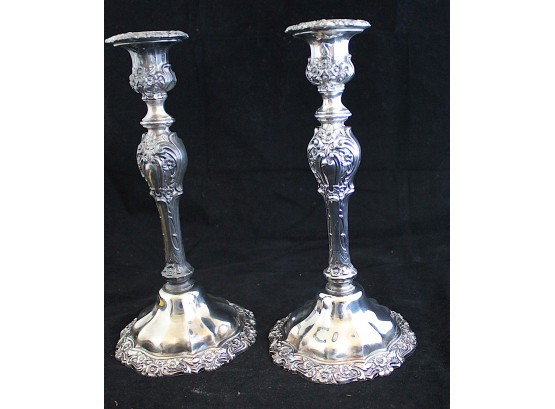 Ornate Silver Plated Candlesticks (142)