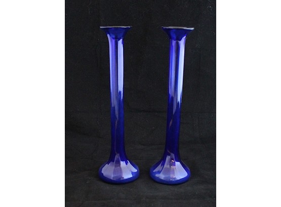 Pair Of Cobalt Blue Vases (025)