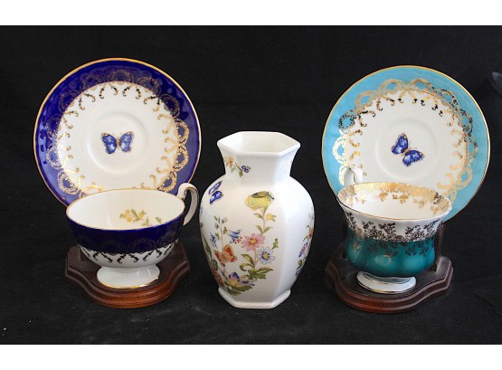 Ansley & Royal Albert Bone China Tea Cup & Saucer With Vase (G001)