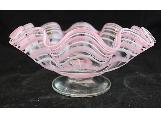 Decorative Pink & White Ribbon Glass Bowl (006)