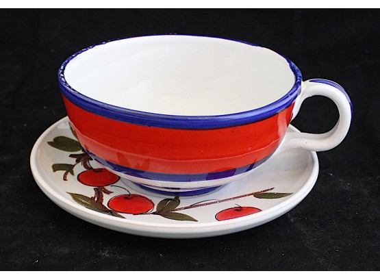 Large Tea Cup With Saucer Made In Italy (G32)